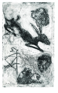 Il sogno della caccia, 1966, acquaforte acquatinta, 49x30 cm