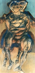 De natura et differentiis IX, 1983, tecnica mista su legno, 41x21 cm