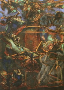 L'abbraccio dei fratelli, 1965, olio su tela, 173x124 cm