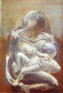 Maternità, 1973, olio su tela, 120x80 cm