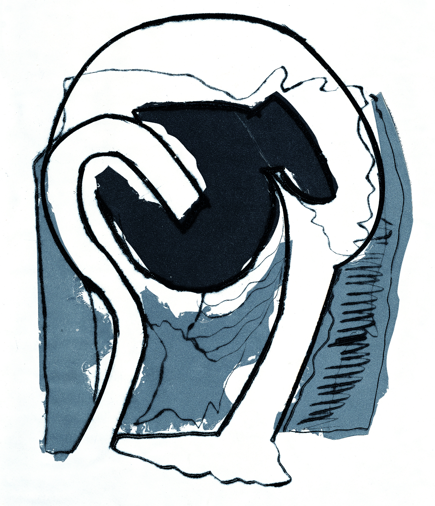 Testa grigia, 1967, puntasecca e intaglio a colori, 47x32 cm